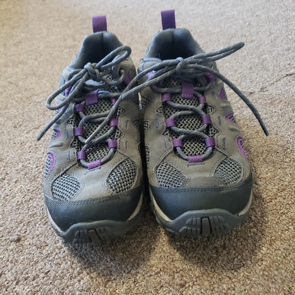 Merrell Gray and Purple Athletic Shoes with Rugged Soles - Picture 2 of 3